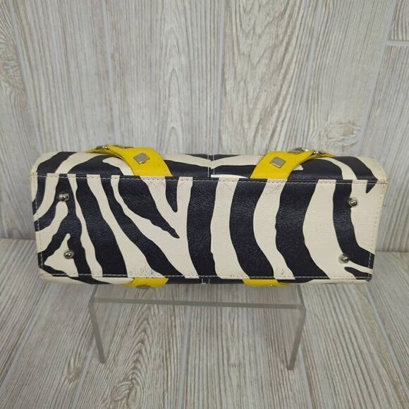 Miche Womens Zebra Animal Print Shell Bag Purse Cover Black White Yellow - Picture 6 of 6